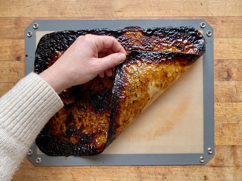 Peeling the baked-on layer off TrayFold